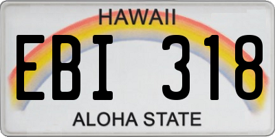 HI license plate EBI318