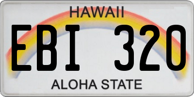 HI license plate EBI320