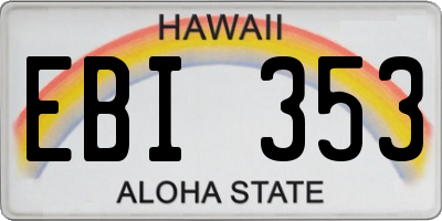 HI license plate EBI353