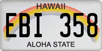 HI license plate EBI358
