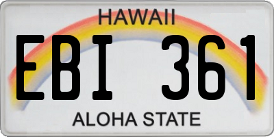 HI license plate EBI361