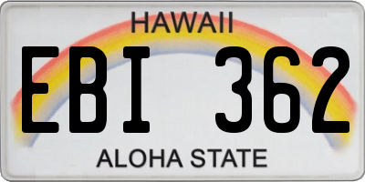 HI license plate EBI362