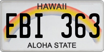 HI license plate EBI363