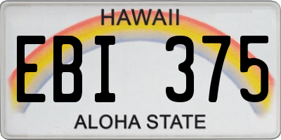 HI license plate EBI375