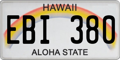 HI license plate EBI380