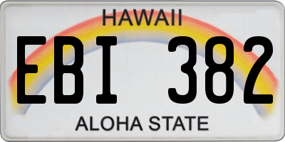 HI license plate EBI382