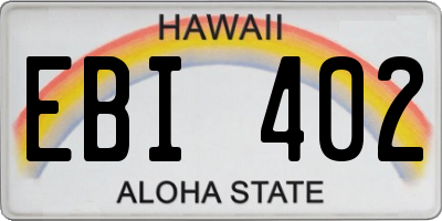 HI license plate EBI402