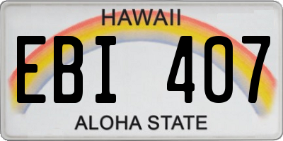 HI license plate EBI407