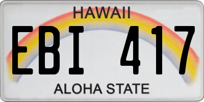 HI license plate EBI417