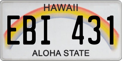HI license plate EBI431