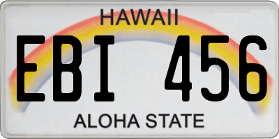 HI license plate EBI456