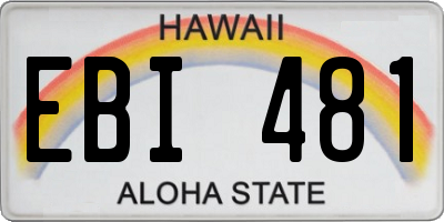 HI license plate EBI481