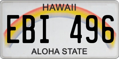 HI license plate EBI496