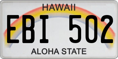 HI license plate EBI502