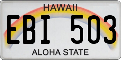 HI license plate EBI503