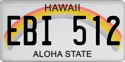 HI license plate EBI512