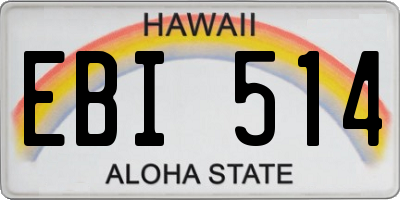 HI license plate EBI514