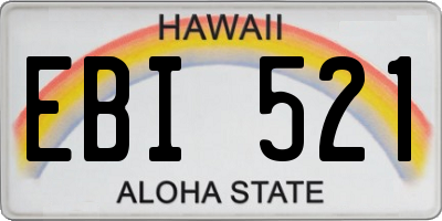 HI license plate EBI521