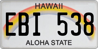 HI license plate EBI538