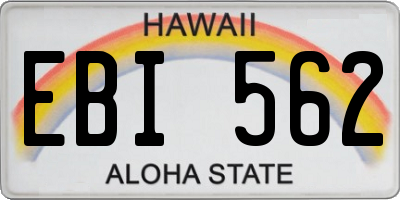 HI license plate EBI562