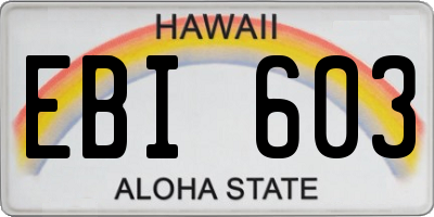 HI license plate EBI603