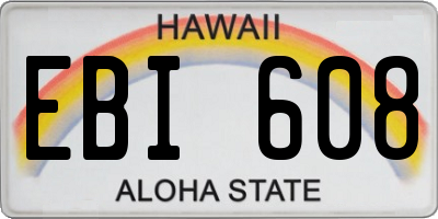 HI license plate EBI608