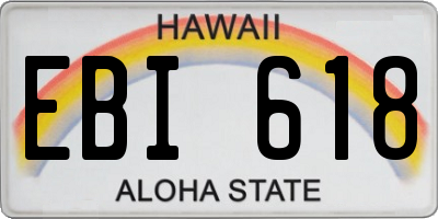 HI license plate EBI618