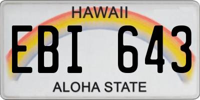HI license plate EBI643