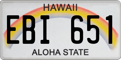 HI license plate EBI651