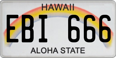 HI license plate EBI666
