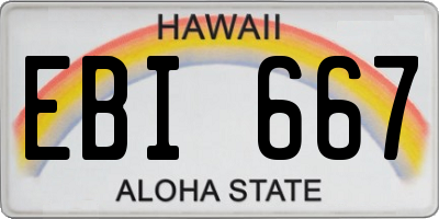 HI license plate EBI667