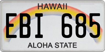 HI license plate EBI685