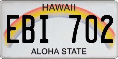 HI license plate EBI702