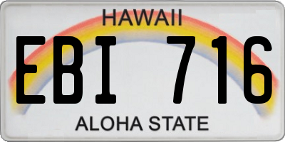 HI license plate EBI716