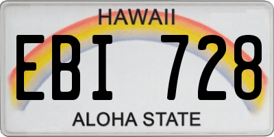 HI license plate EBI728