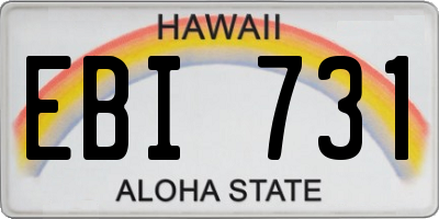 HI license plate EBI731