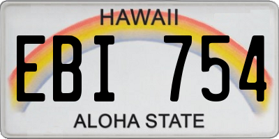 HI license plate EBI754
