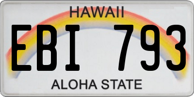 HI license plate EBI793