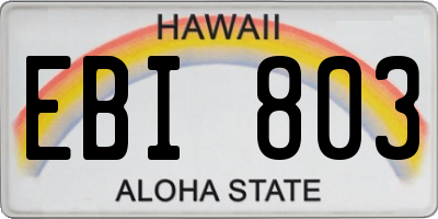 HI license plate EBI803