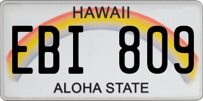 HI license plate EBI809