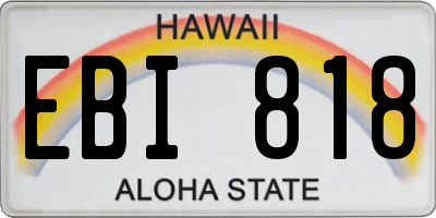 HI license plate EBI818