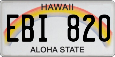 HI license plate EBI820