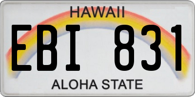 HI license plate EBI831