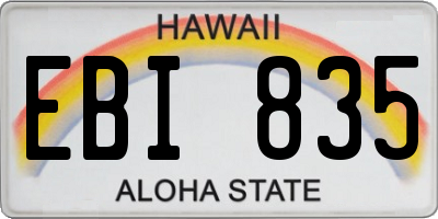 HI license plate EBI835