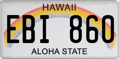HI license plate EBI860