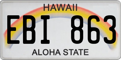 HI license plate EBI863
