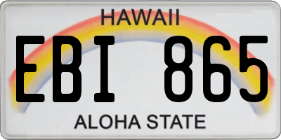 HI license plate EBI865