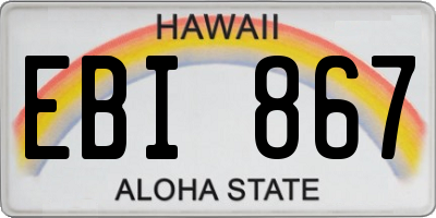 HI license plate EBI867