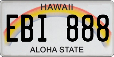 HI license plate EBI888