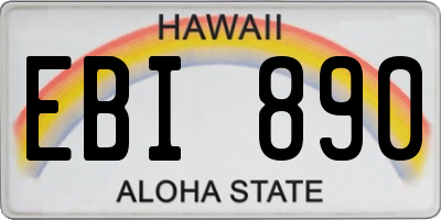 HI license plate EBI890